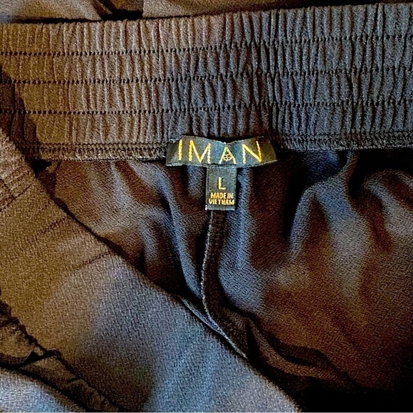 IMAN Global Chic Women's Large Black Matte Jersey Knit Flared-Leg Pull-On Pant - Picture 6 of 9